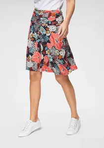 Юбка Aniston SELECTED из джерси с рюшами на поясе, коралловый