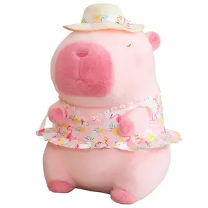 Летняя кукла капибара со сменными нарядами плюшевая игрушка 13см/25см/35см/45см высота Handsome, Beach Vacation Style - Floral Skirt 35Cm