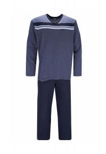 Мужские пижамы, 2 шт. Комплект - длинный, V-образный, климат-комфорт, в полоску hajo, синий