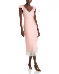 Платье-комбинация с кружевной отделкой Brinkley LoveShackFancy, розовый