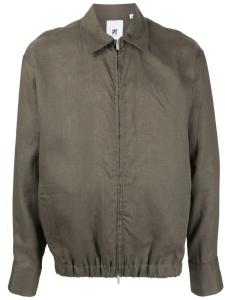 Льняная куртка-рубашка на молнии PT Torino, зеленый