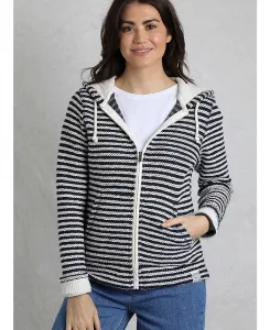 Женская толстовка Fisher с капюшоном и полосками на молнии с принтом макарон Weird Fish, коричневый/бежевый