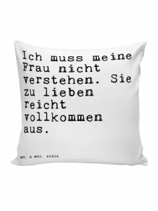 Подушка Mr & Mrs Panda 40x40 Ich muss meine Frau, белый