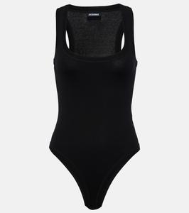 Боди Le Body Gros Grain из хлопка Jacquemus, черный