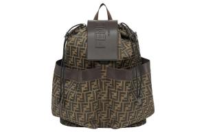 FENDI Кожаный рюкзак через плечо мужской большой разноцветный коричневый