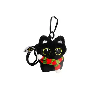 77 SEVEN DREAM Милый плюшевый кулон с большими глазами в виде черного котика высота 13см