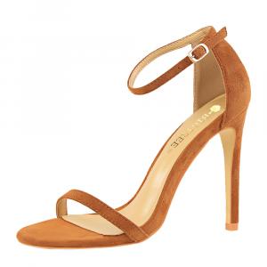 QITUMAUL Сандалии на ремешках 11 см женские светло-коричневые, цвет Light Brown[Heel Height 11cm]