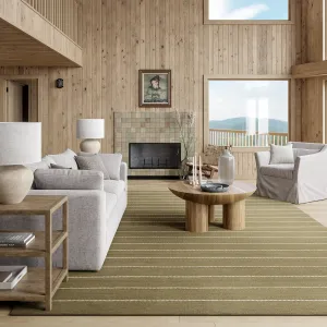 Ковер Nightwalk Striped Wool Area Rug nuLOOM, 76x244 см, оливковый зеленый