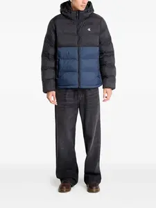 Двухцветная стеганая куртка с капюшоном Calvin Klein, черный