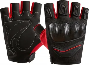 Утепленные мотоциклетные перчатки, летние, без пальцев, с нескользящей, ударопрочной внешней тканью, влагоотводящие, Schwarz / Rot