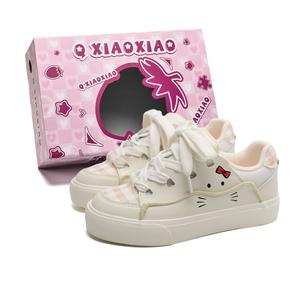 Износостойкие и легкие низкие кроссовки для женщин Circle small, White Purple Kitten