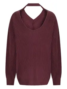 Свитер в рубчик с V-образным вырезом Canessa, красный