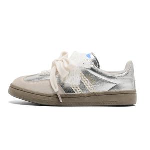 Paddington Bears Износостойкие и легкие низкие скейтерские кроссовки унисекс серебристые (двойные шнурки), цвет Silver (Double Shoelace)