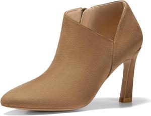 Женские ботильоны Coutgo с заостренным носком, V-образным вырезом, на невысоком каблуке, с боковой молнией, офисные, Brown