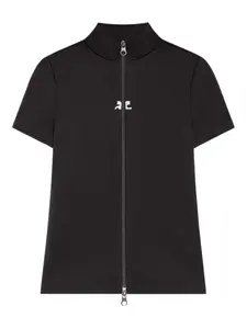 Топ на молнии с короткими рукавами Courrèges, черный