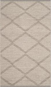 Ковер SAFAVIEH, 61 x 92 см, Montauk Collection, Grey, ручной работы из хлопка, идеален для помещений с высокой проходимостью: прихожая, гостиная, спальня (MTK821A)