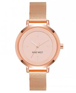 Женские кварцевые часы из нержавеющей стали с сетчатым ремешком цвета розового золота, 34 мм Nine West