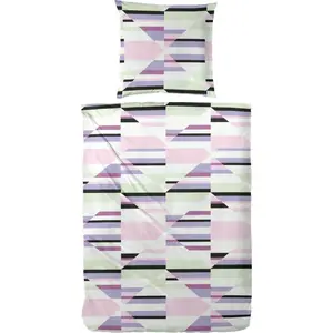 Постельное белье Primera «Калейдоскоп» с геометрически структурированным узором, фиолетовый/зеленый/белый