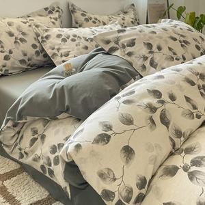 Jie Liya Комплект постельного белья, 3 предмета, 150x200 см, простыня, наволочка, пододеяльник, ткань с начесом, цвет Moying Ye Yu