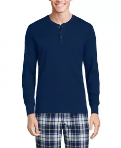 Пижама-хенли Big & Tall с вязаным рубчиком Lands' End, синий