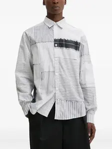 Полосатая рубашка в технике пэчворк Desigual, серый