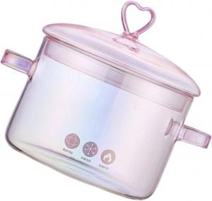 Кастрюля стеклянная Vaguelly с крышкой, 1500 мл, розовый