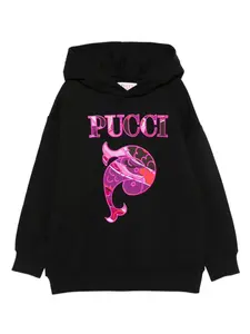 Худи с вышивкой PUCCI Junior, черный