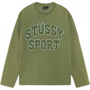 Двухцветная хлопковая сетчатая футболка Stussy, зеленая
