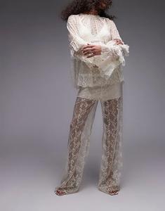 & Other Stories Прозрачные кружевные брюки с фестончатым краем и облегающие микрошорты в оттенке белого