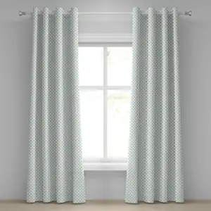 Зеленая штора на люверсах ABAKUHAUS с ретро-узором в горошек пастельных тонов, в стиле детской комнаты, в старомодном стиле, декоративная двухпанельная штора на окно, 280 см x 245 см, мятно-зеленый с белым Abakuhaus
