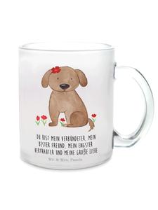 Кружка с изображением собачки и надписью на прозрачном фоне Mr. & Mrs. Panda