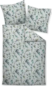 Постельное белье Janine Modern Art Mako Satin - Olive Branches 135 x 200 см. Оливковые ветви на белом фоне. Original Janine