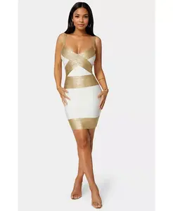Женское платье с цветными блоками Bandage Dress Bebe, золотой