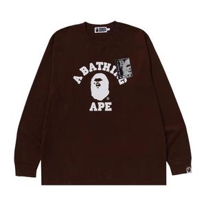 Футболка BAPE Mad Face College Long-Sleeve Tee, Brown