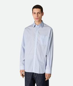 Stripe cotton poplin shirt BOTTEGA VENETA, синий/белый
