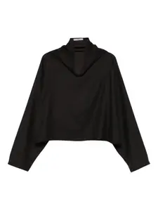 Топ свободного кроя с высоким воротом Dusan, коричневый