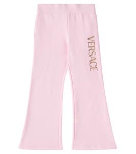 Спортивные брюки из хлопкового джерси с логотипом Versace Kids, Pastel Pink+ Gold
