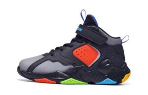 Легкие и износостойкие баскетбольные кроссовки Mid top для детей подростки QIAODAN, черный/серый