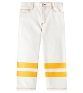 Полосатые хлопковые брюки из твила Tinycottons, Off-White