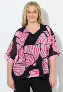 Doppellagig, schleifen, vausschnitt, блузка с рукавом 3/4 Ulla Popken, Black