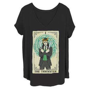 Детская футболка больших размеров с рисунком «Марвел Локи Трикстер Таро» Licensed Character, черный