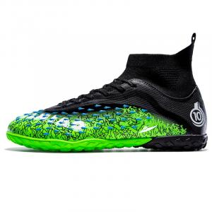 Kuding Унисекс футбольные бутсы мидтоп бело-черно-зеленые аква-зеленые для искусственного покрытия, цвет Black Green Turf