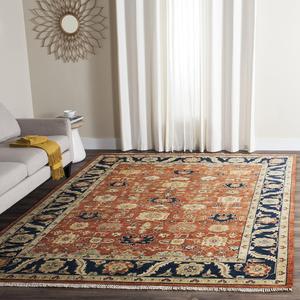 Ковер SAFAVIEH, 275 x 366 см, Heriz Collection, Rust & Navy, ручной вязки, традиционная шерсть, идеален для помещений с высокой проходимостью в гостиной, спальне (HRZ277A)