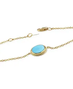 Браслет-Цепочка с настоящей бирюзой «Спящая красавица» из 14-каратного желтого золота Macy'S, turquoise