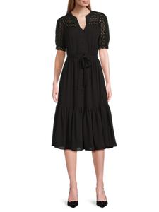 Платье-рубашка с люверсами T Tahari, черный