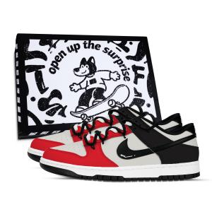 Nike Кроссовки для скейтбординга Dunk Two Tone Dazzling Shadow с антискользящим покрытием, износостойкие, унисекс, черные, красные, серые