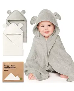 Набор детских полотенец Keababies с капюшоном для новорожденных, серый