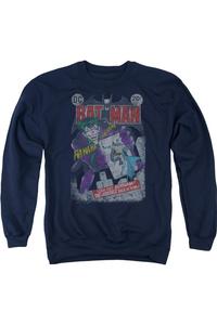 Толстовка Batman #251 с круглым вырезом для взрослых с эффектом потертости Gildan, темно-синий