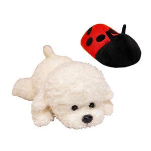 Магнитная плюшевая кукла щенок 33см/38см/48см высота Tak Bebe, Ecru+Ladybug Cape