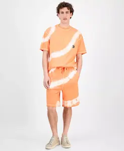 Мужские шорты Natisho из хлопка с эффектом тай-дай Hugo Boss, оранжевый